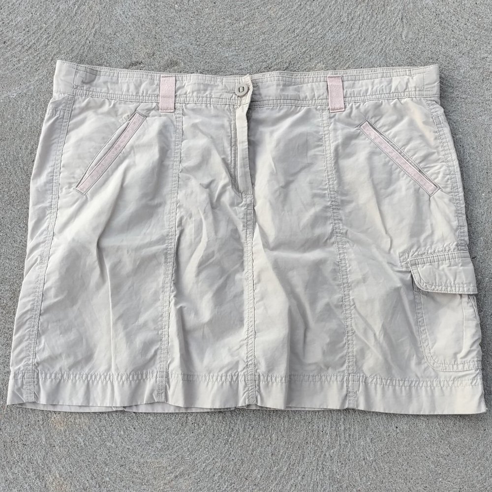 Lands' End Light Tan Khaki Quick Dry Cotton Cargo Skort Mini Skirt 16
